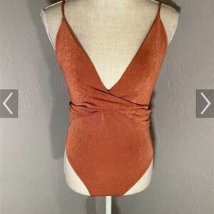 ASTR The Label Drape Blouse Tank Bodysuit Blush Adjustable Spaghetti Size L!